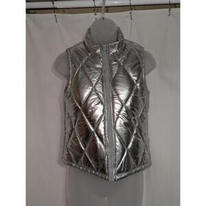Faded Glory Metallic Silver Puffy Vest Kids Size L Or Adult Size XS
